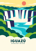 Iguazú, Argentinien – geometrische Illustration der Wasserfälle und des Regenwalds