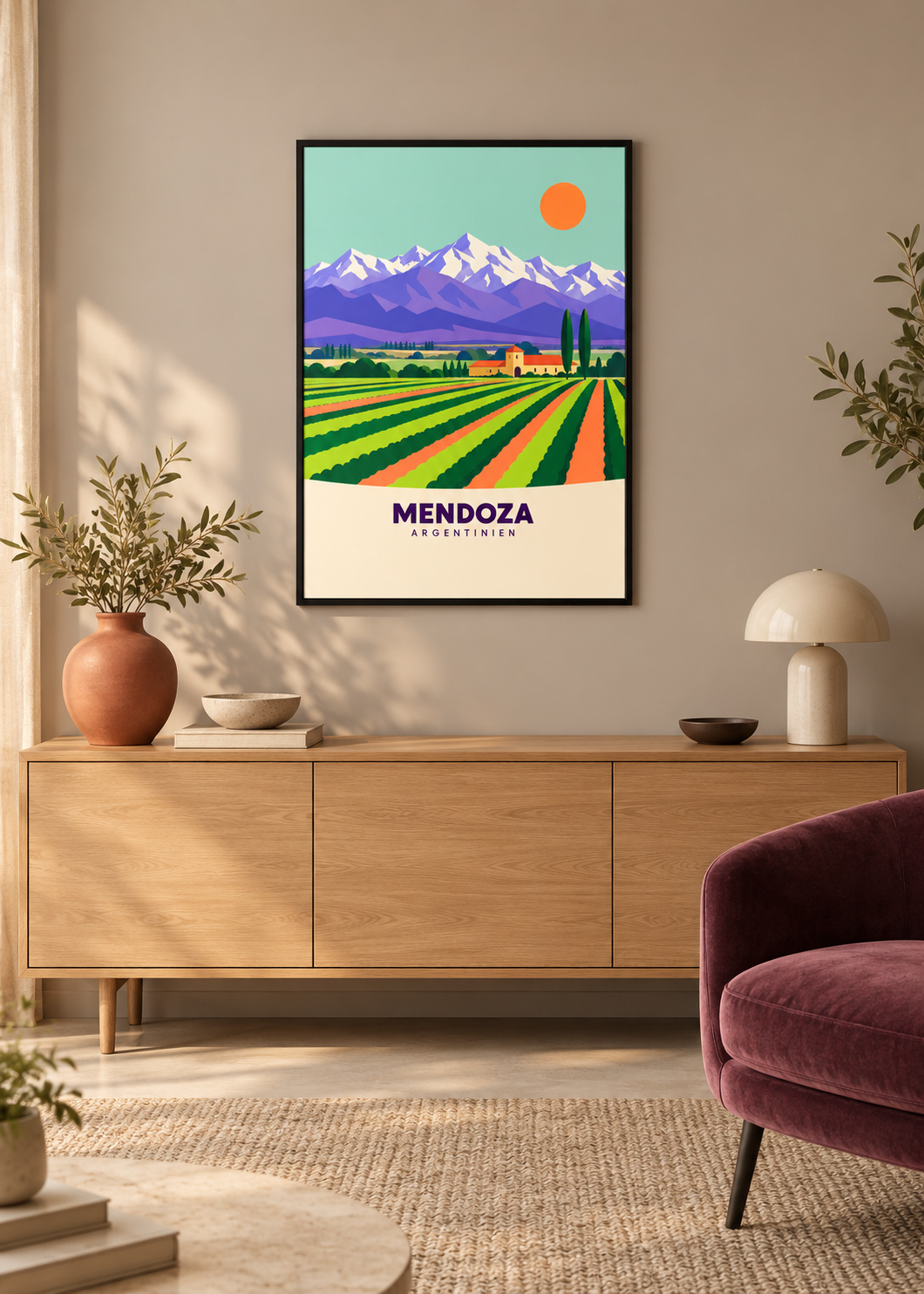 Mendoza im dünnen schwarzen Rahmen mit klarem Acryl