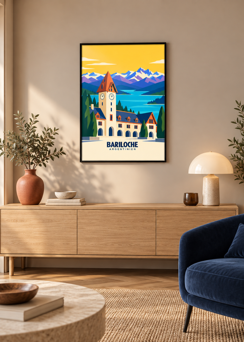 Bariloche im dünnen schwarzen Rahmen mit klarem Acryl