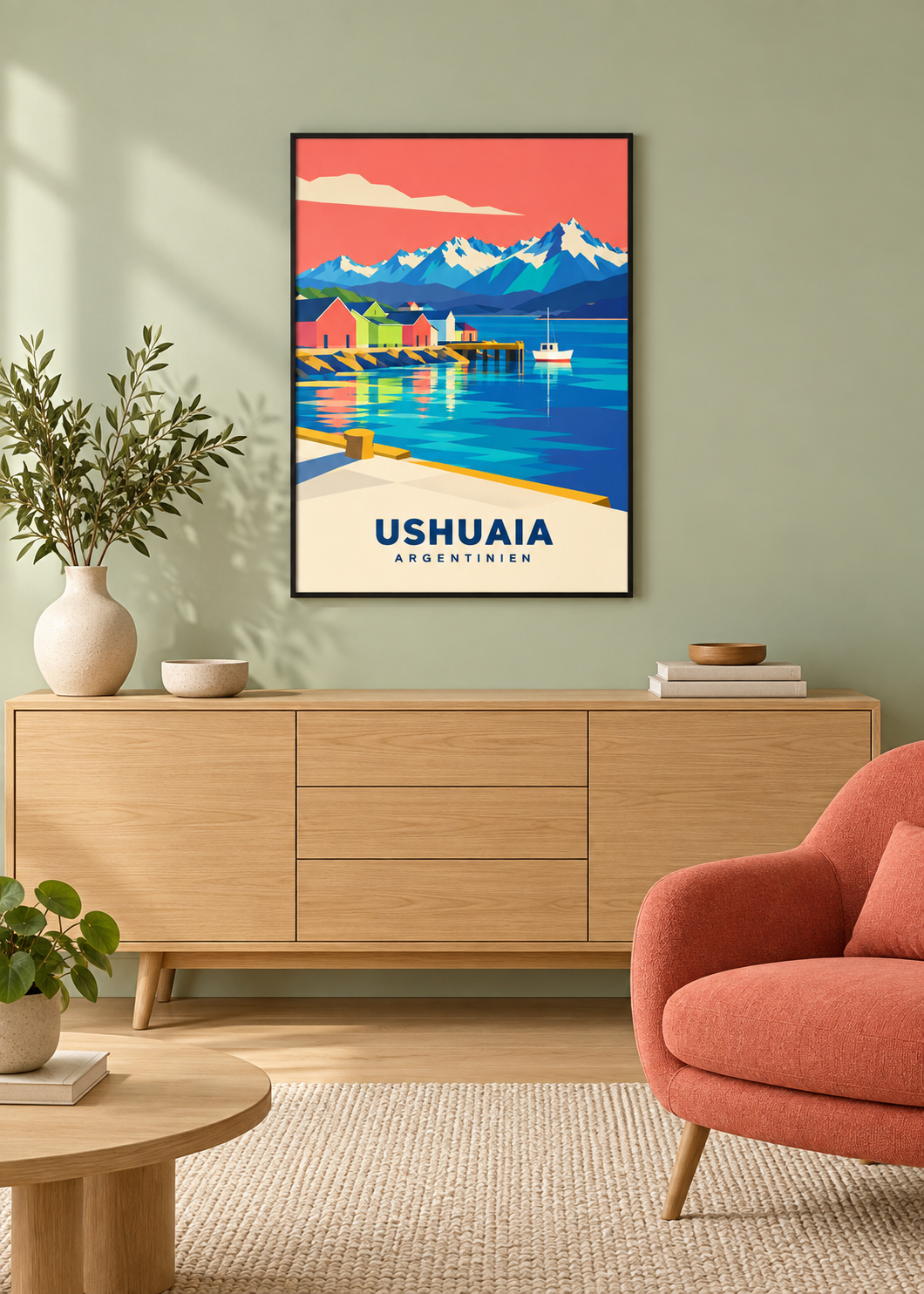 Ushuaia im dünnen schwarzen Rahmen mit klarem Acryl