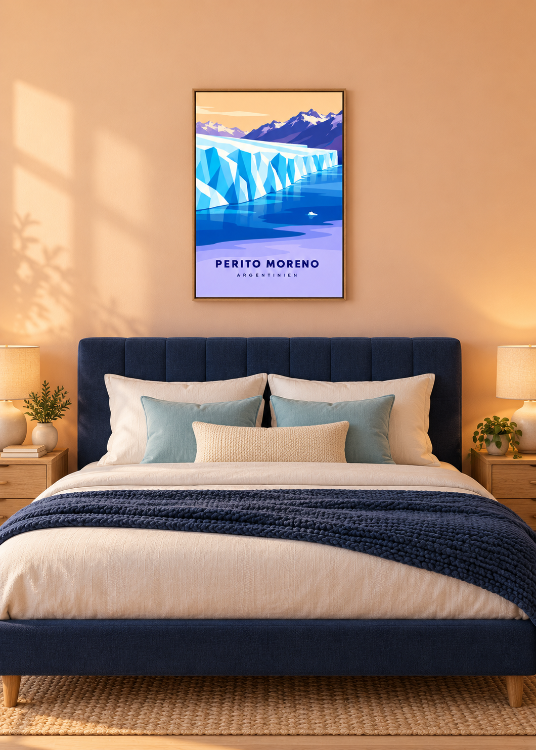 Perito Moreno als Leinwand im Eichen-Schattenfugenrahmen