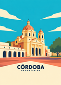Córdoba, Argentinien – geometrische Illustration der Kathedrale an der Plaza San Martín