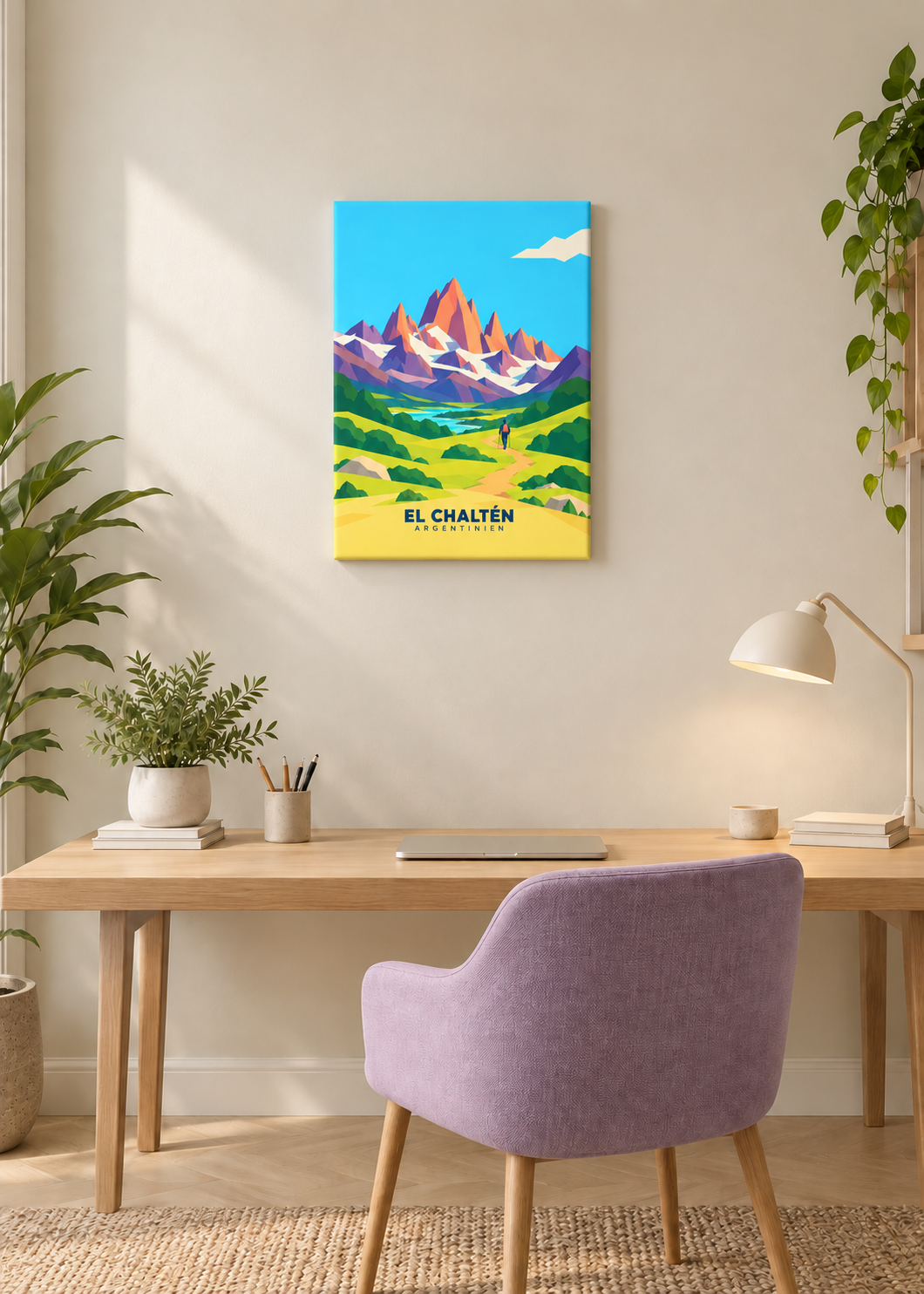 El Chaltén als rahmenlose Slim-Leinwand
