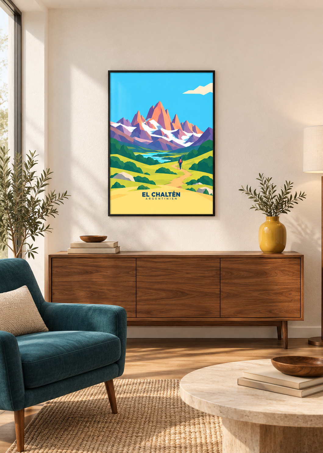 El Chaltén im dünnen schwarzen Rahmen mit klarem Acryl