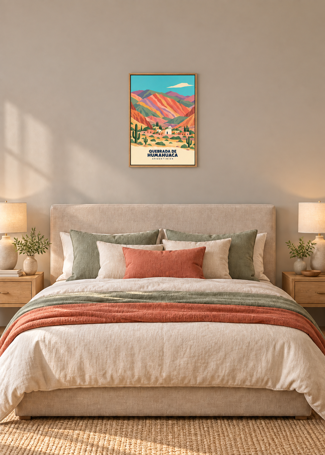 Quebrada de Humahuaca auf Leinwand im Eichen-Schattenfugenrahmen