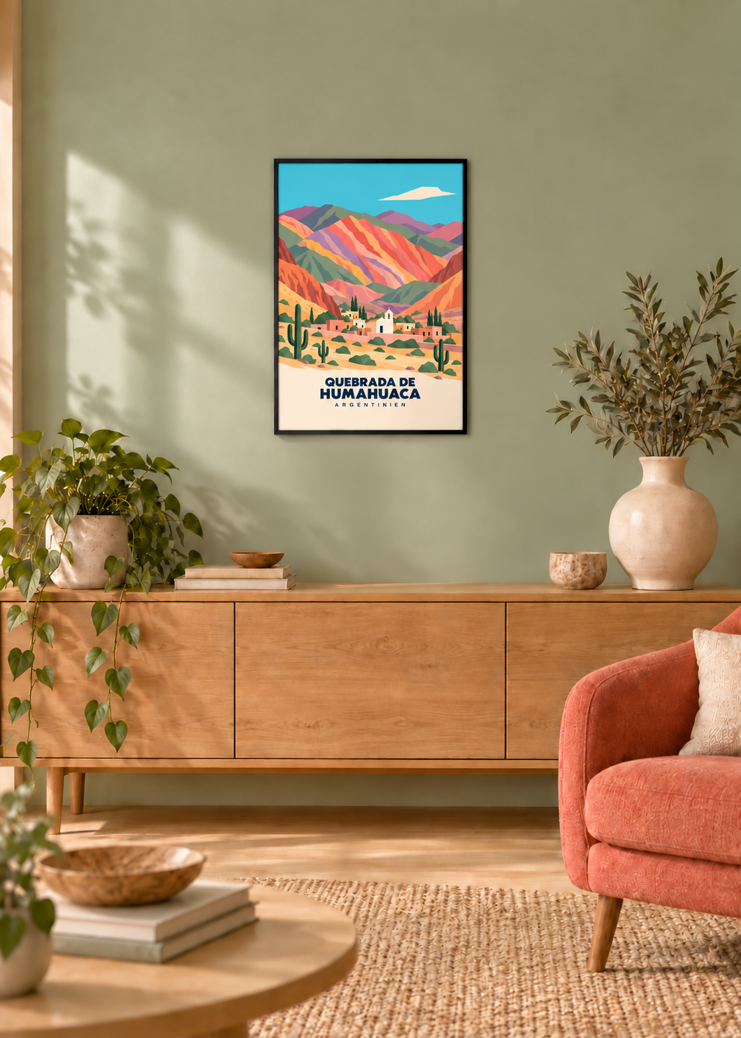 Quebrada de Humahuaca im schwarzen Rahmen mit Acrylglas