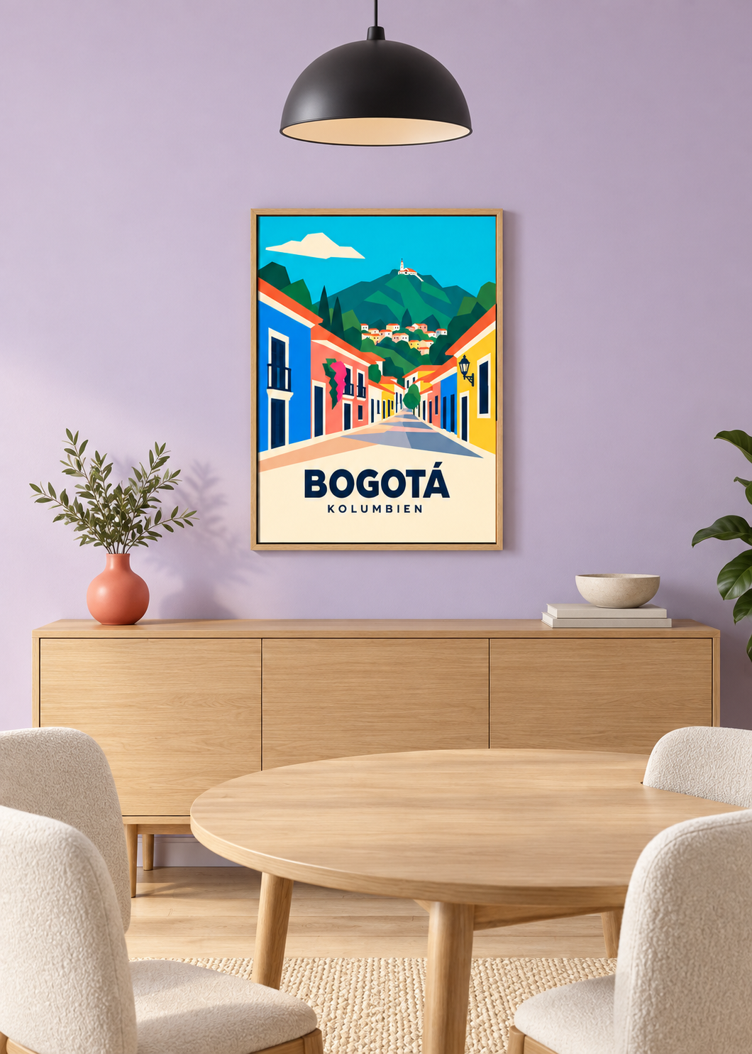 Bogotá auf Leinwand im Eichen-Schattenfugenrahmen