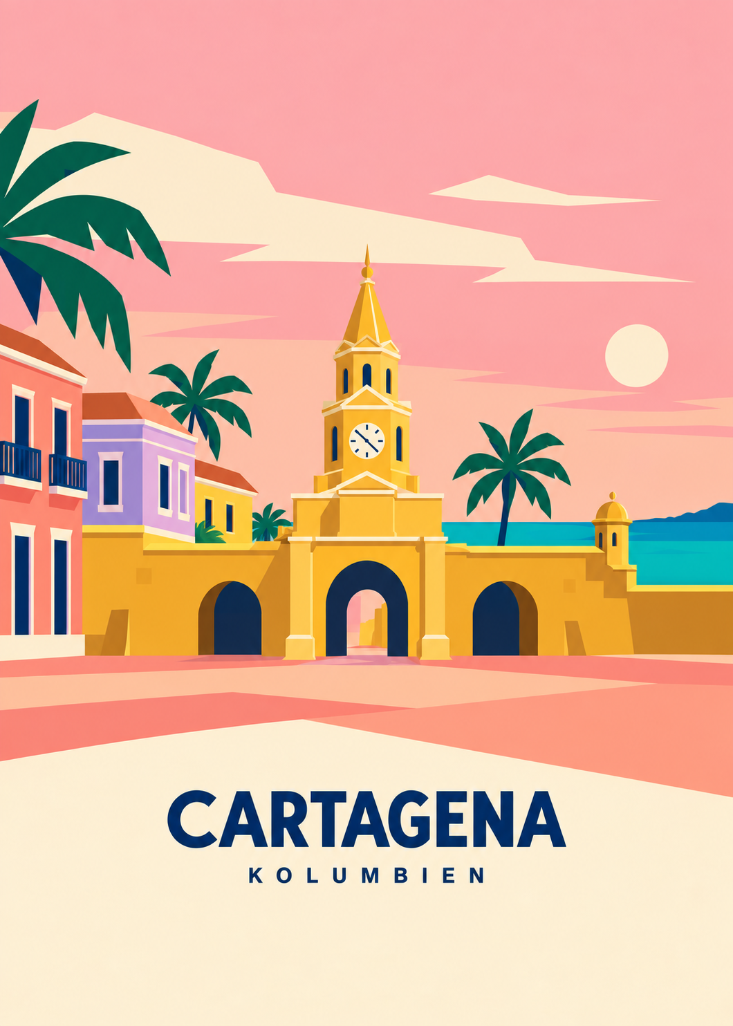Cartagena – geometrische Illustration, Kolumbien