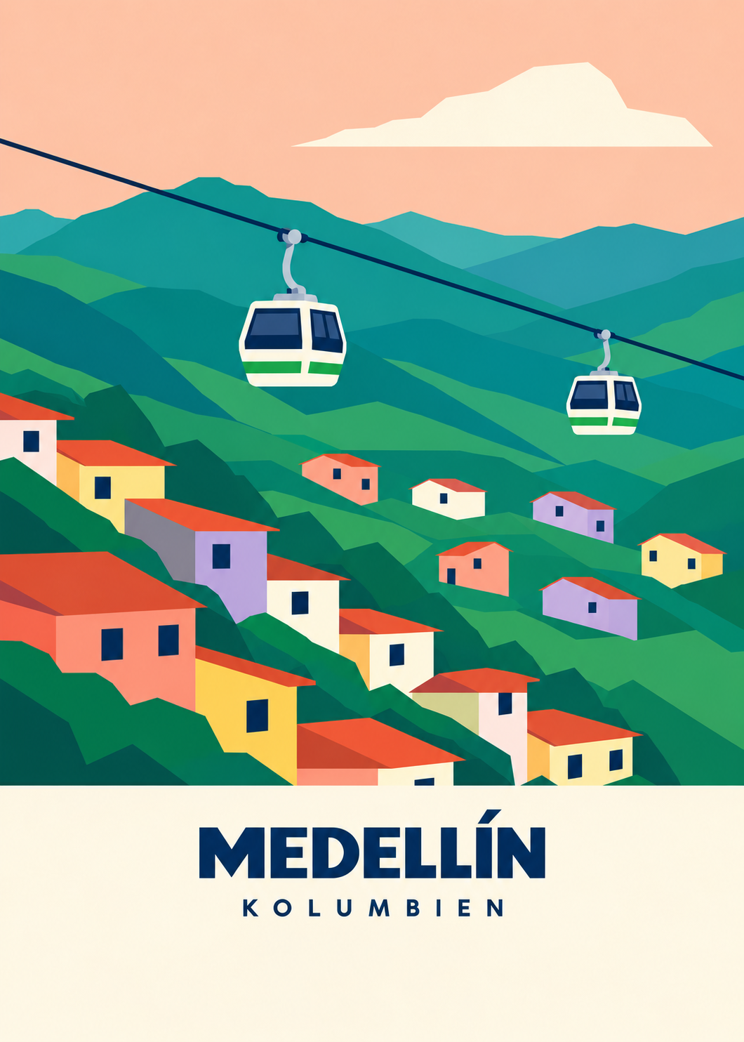 Medellín – geometrische Illustration, Kolumbien