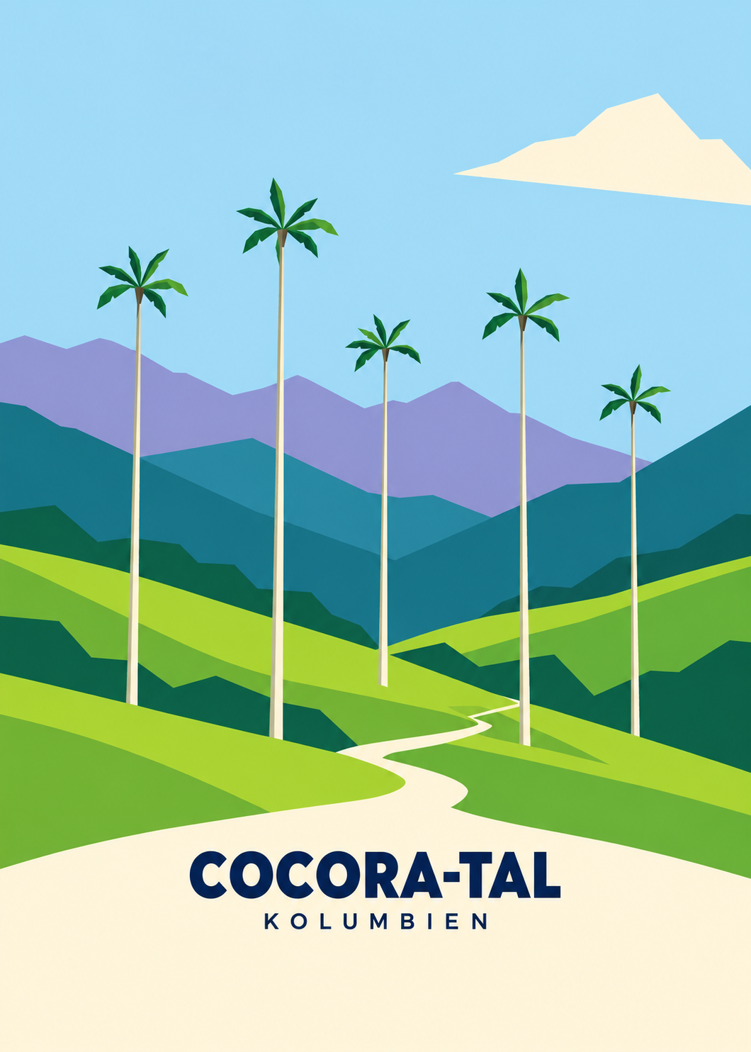 Cocora-Tal – geometrische Illustration, Kolumbien