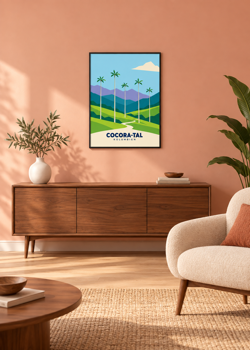 Cocora-Tal im schwarzen Rahmen mit Acrylglas