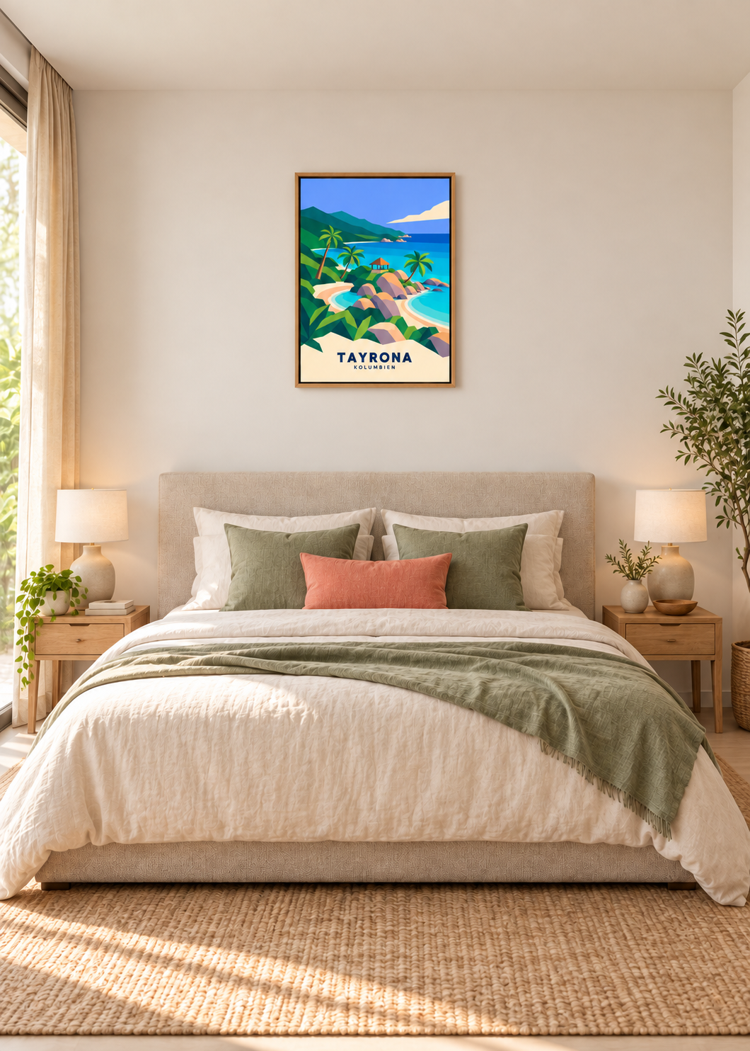 Tayrona auf Leinwand im Eichen-Schattenfugenrahmen
