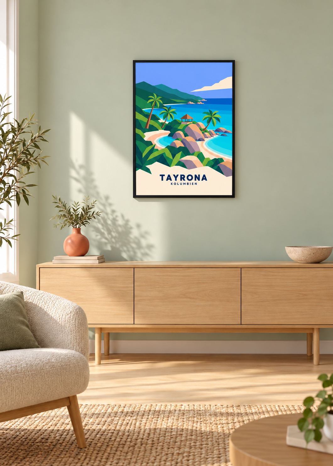 Tayrona im dünnen matten schwarzen Rahmen mit klarem Acryl