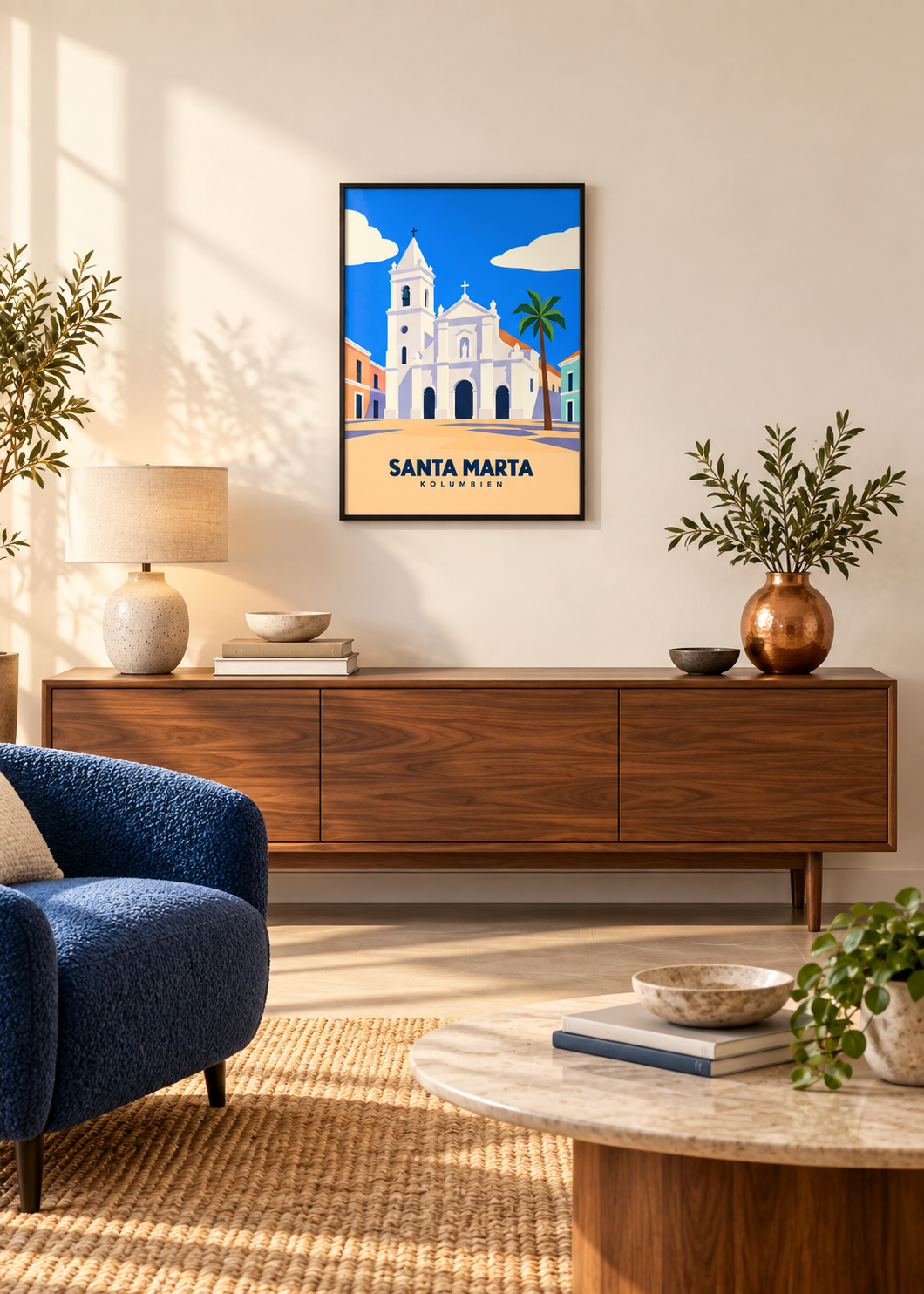 Santa Marta im dünnen matten schwarzen Rahmen mit klarem Acryl