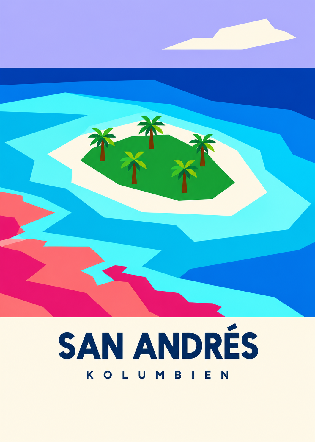 San Andrés – geometrische Illustration der Karibikinsel in Kolumbien