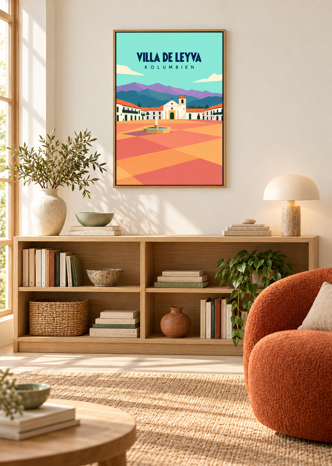 Villa de Leyva auf Leinwand im Eichen-Schattenfugenrahmen