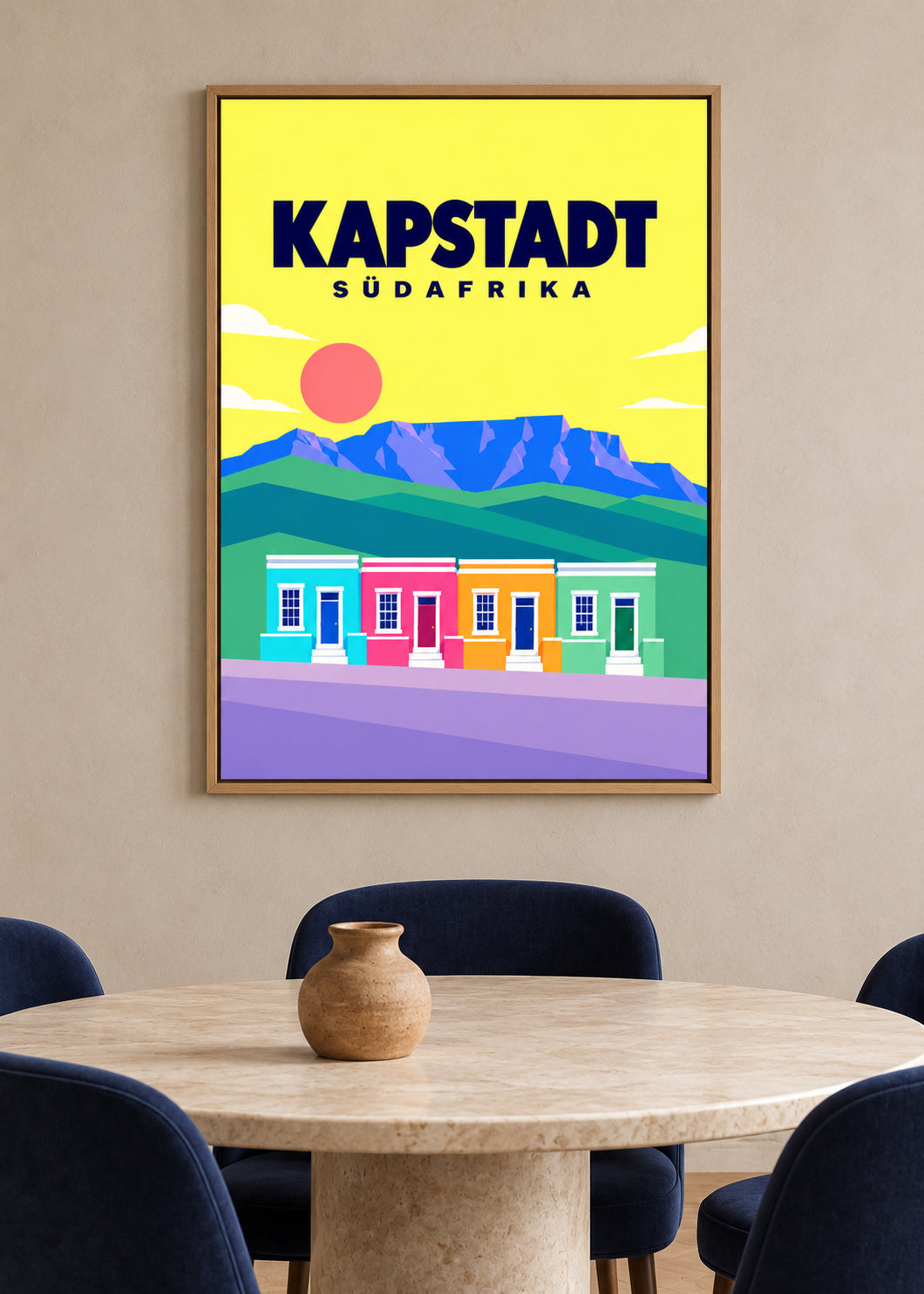 Kapstadt – Leinwand im Eichen-Schattenfugenrahmen