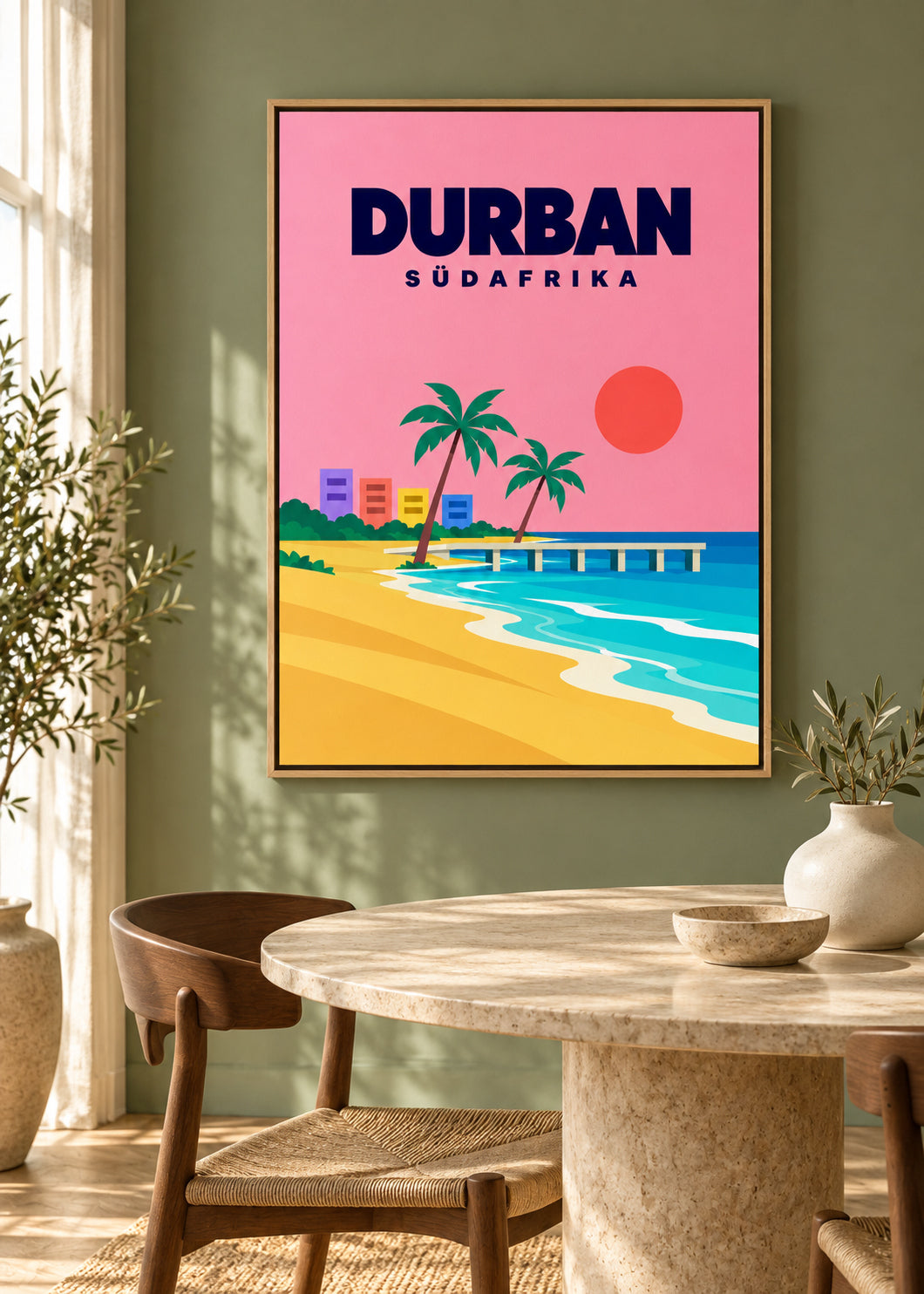 Durban – Leinwand im dünnen Eichen-Schattenfugenrahmen