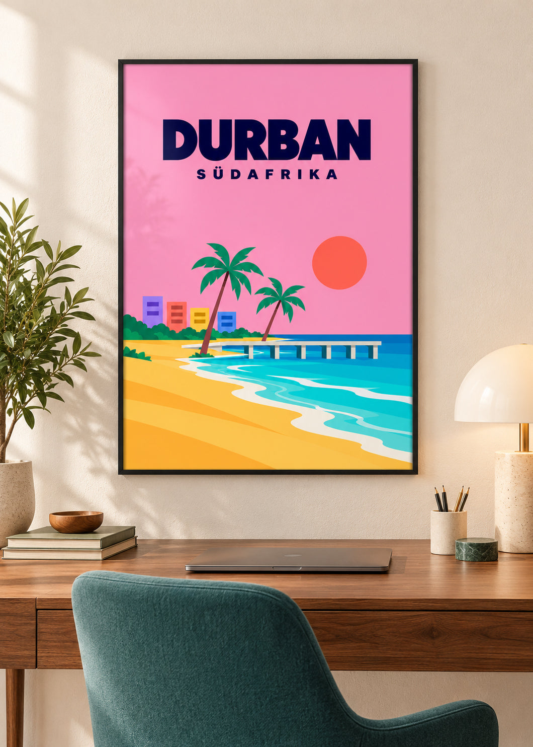 Durban – Kunstdruck im dünnen mattschwarzen Acrylrahmen