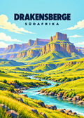 Drakensberge – geometrische Illustration, Südafrika