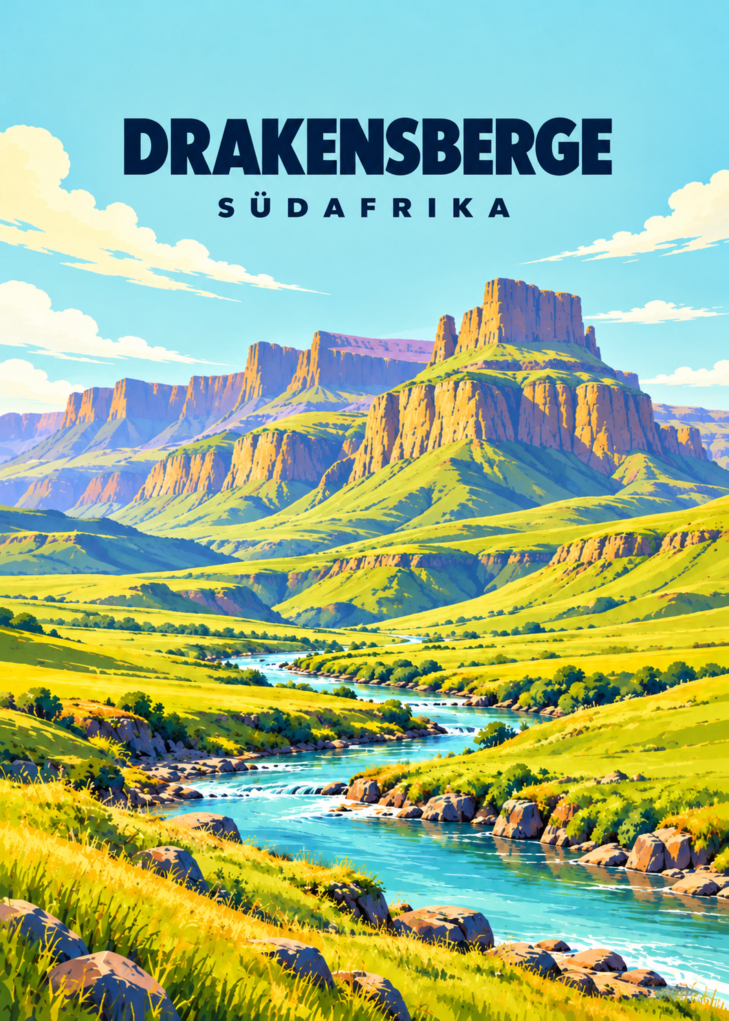 Drakensberge – geometrische Illustration, Südafrika