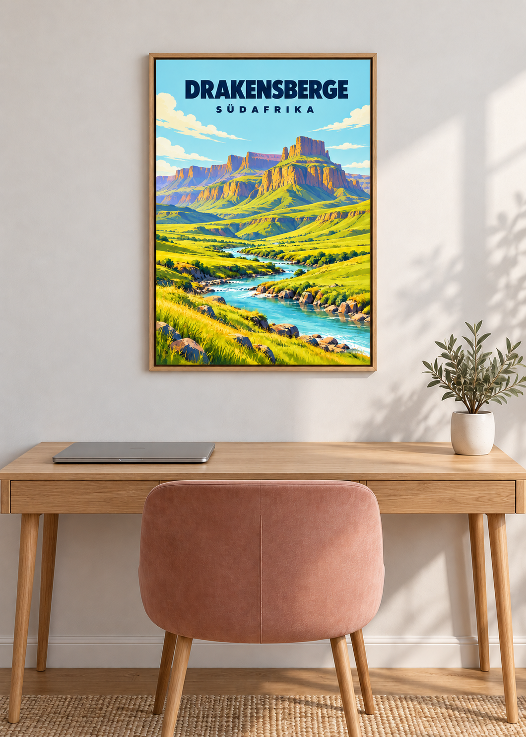 Drakensberge – Eichen-Schattenfugenrahmen ohne Glas