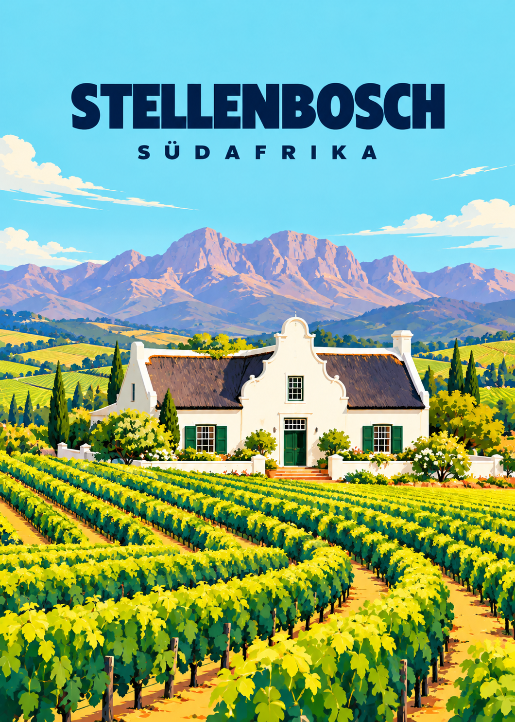 Stellenbosch – geometrische Illustration, Südafrika