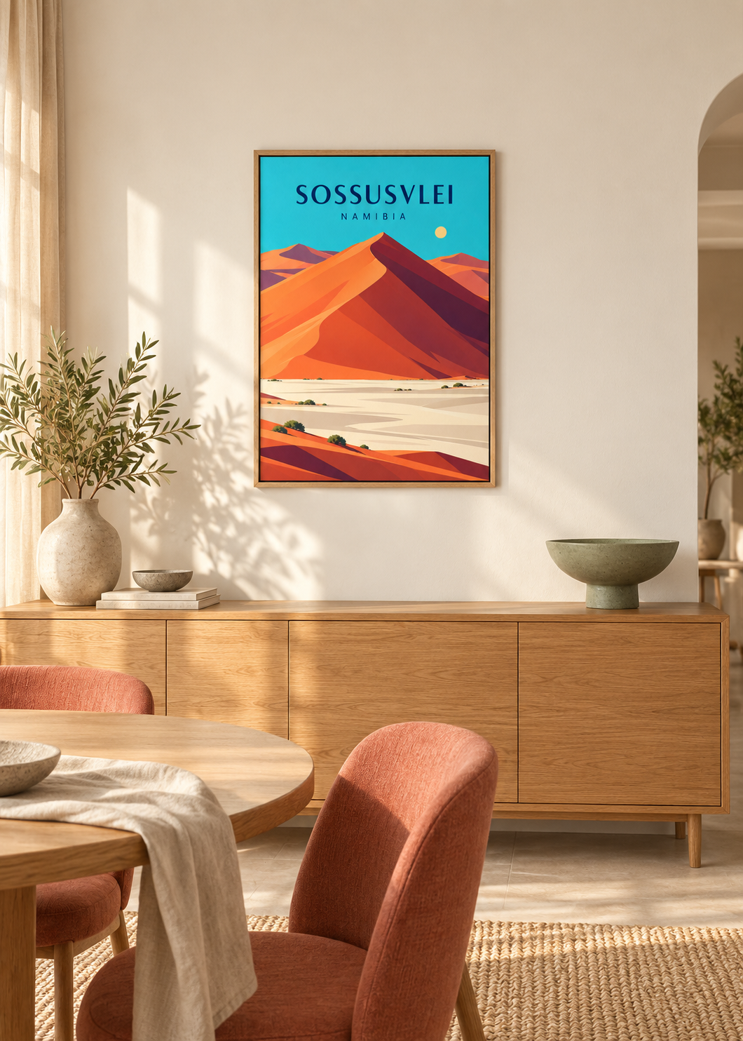 Sossusvlei auf Leinwand im Eichen-Schattenfugenrahmen