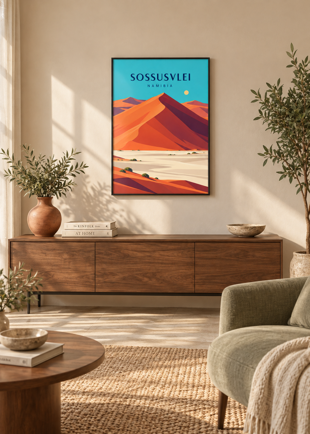 Sossusvlei im dünnen schwarzen Rahmen mit klarem Acryl