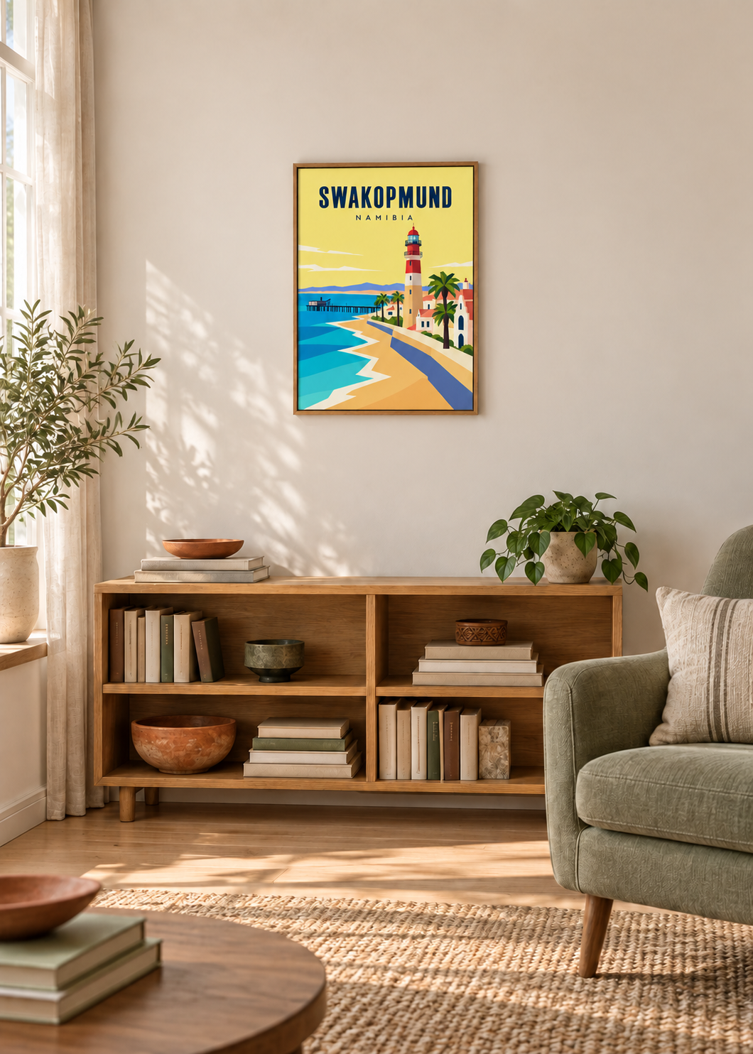Swakopmund auf Leinwand im Eichen-Schattenfugenrahmen