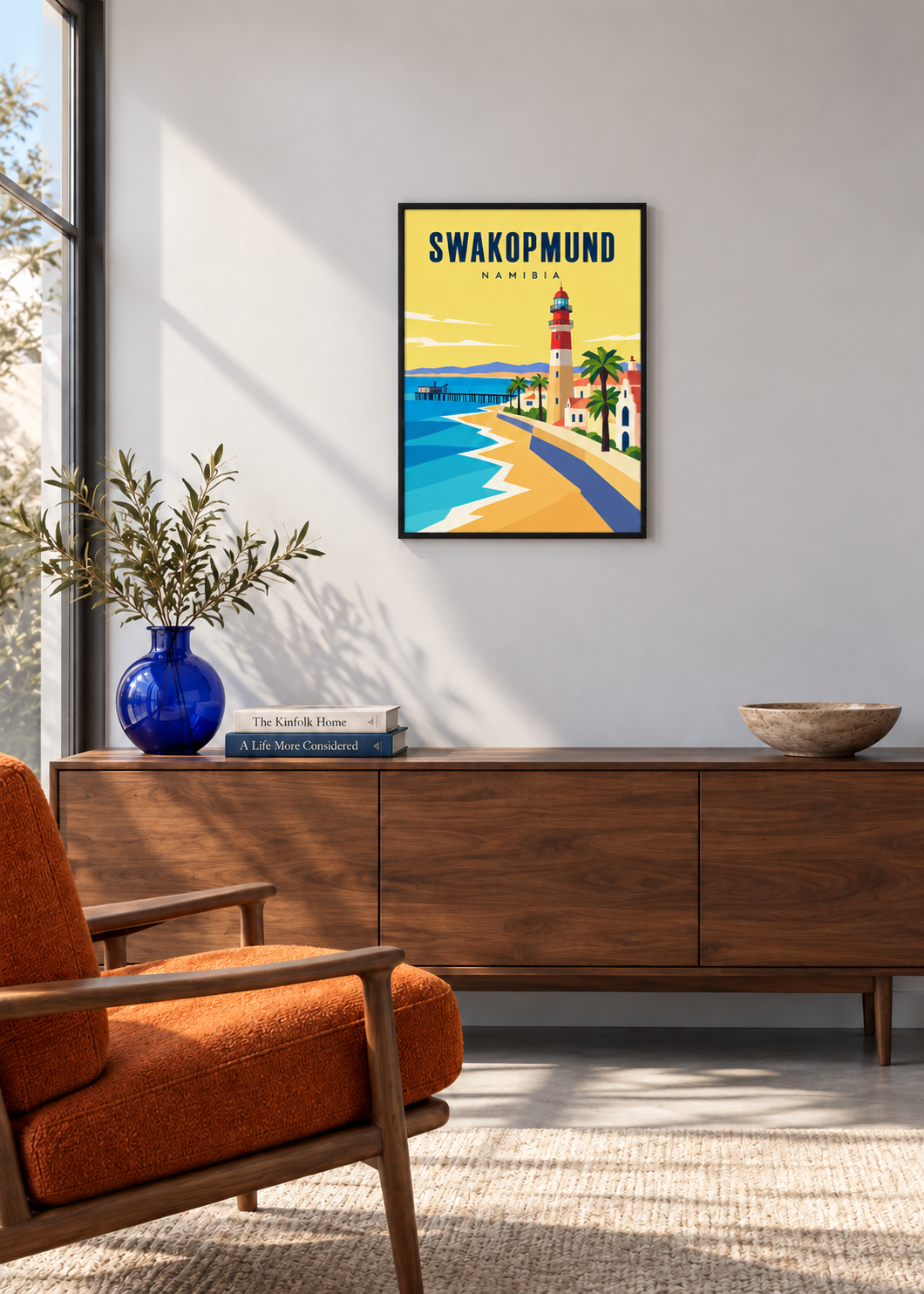 Swakopmund im dünnen schwarzen Rahmen mit klarem Acryl