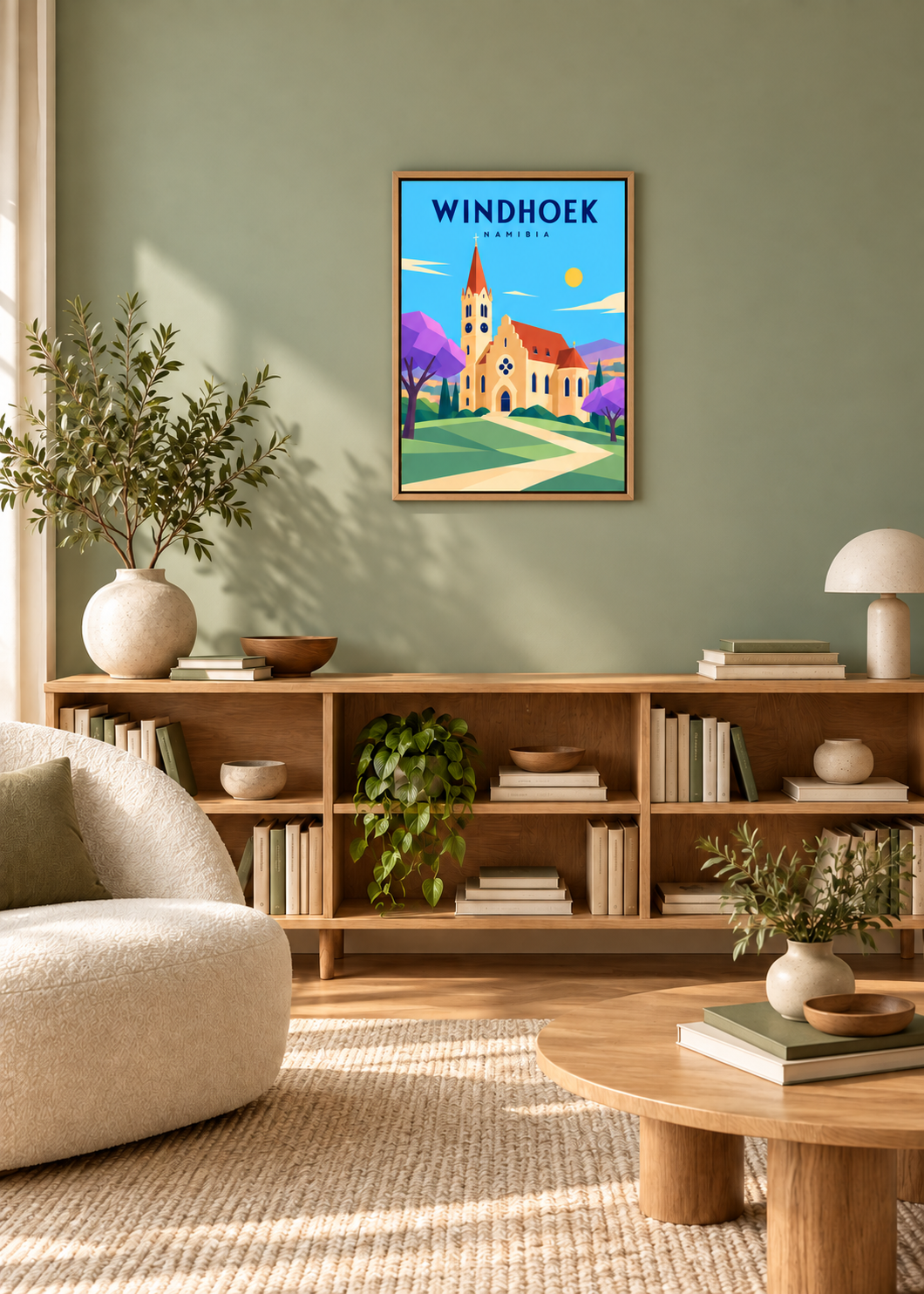Windhoek – Leinwand im dünnen Eichen-Schattenfugenrahmen