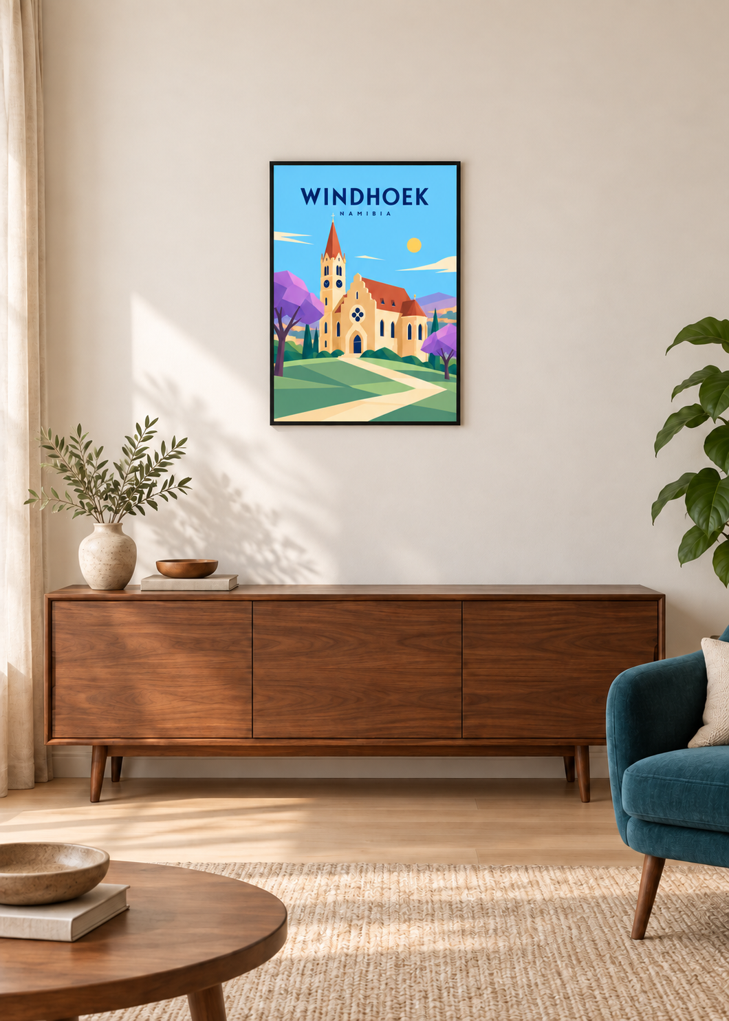 Windhoek – Kunstdruck im dünnen schwarzen Rahmen mit klarem Acrylglas