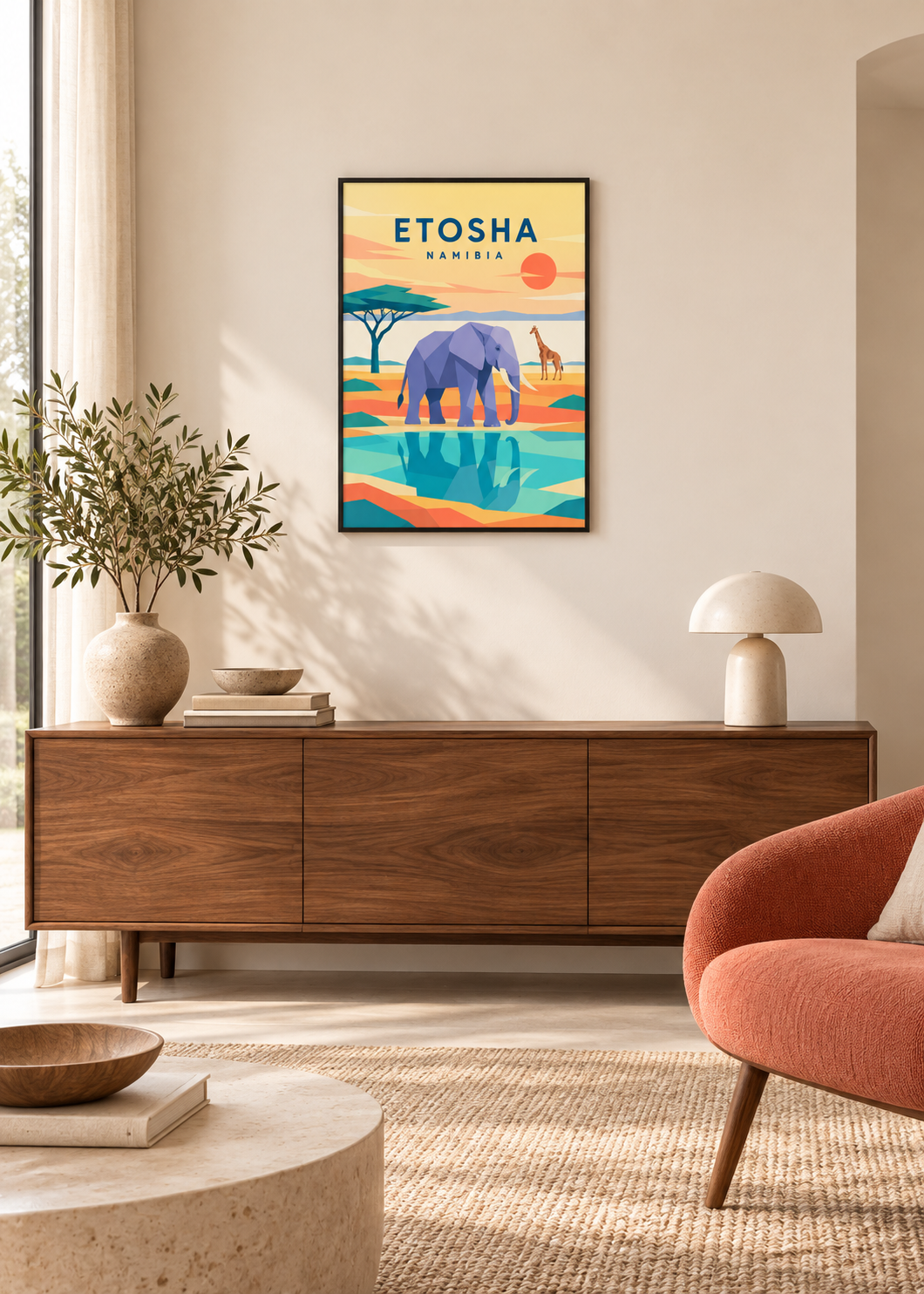 Etosha – Kunstdruck im dünnen schwarzen Rahmen mit klarem Acrylglas