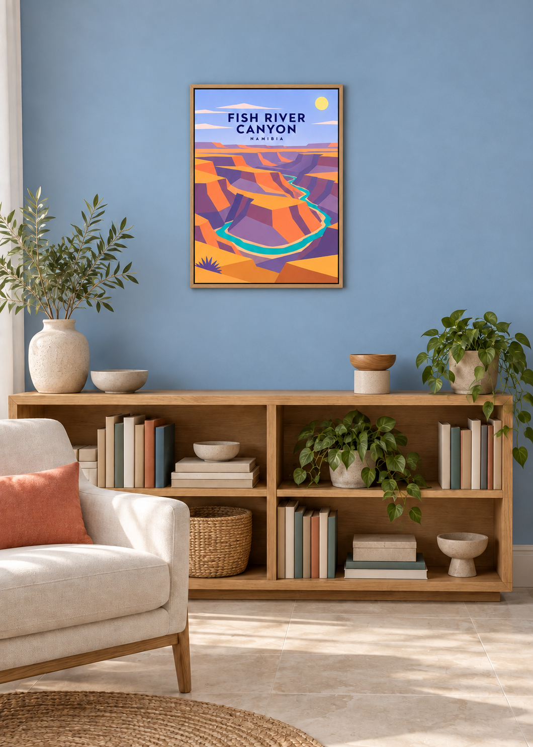 Fish River Canyon – Leinwand im dünnen Eichen-Schattenfugenrahmen