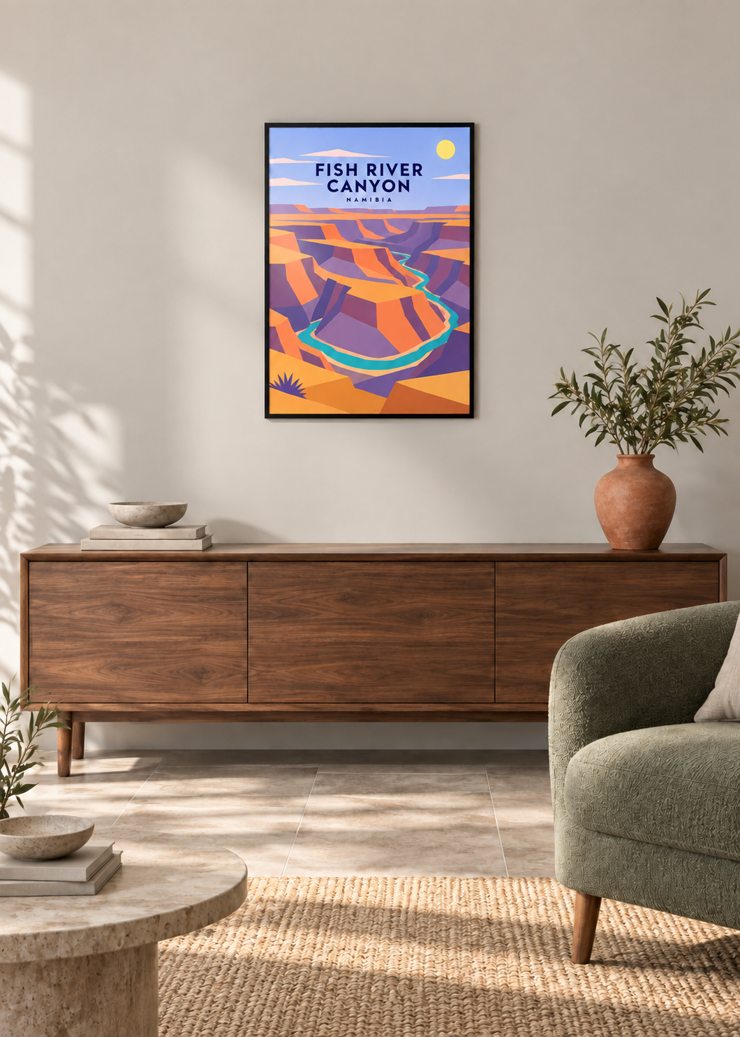 Fish River Canyon – Kunstdruck im dünnen schwarzen Rahmen mit klarem Acrylglas