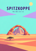 Spitzkoppe, Namibia – geometrische Illustration mit Felsbogen und Granitspitzen
