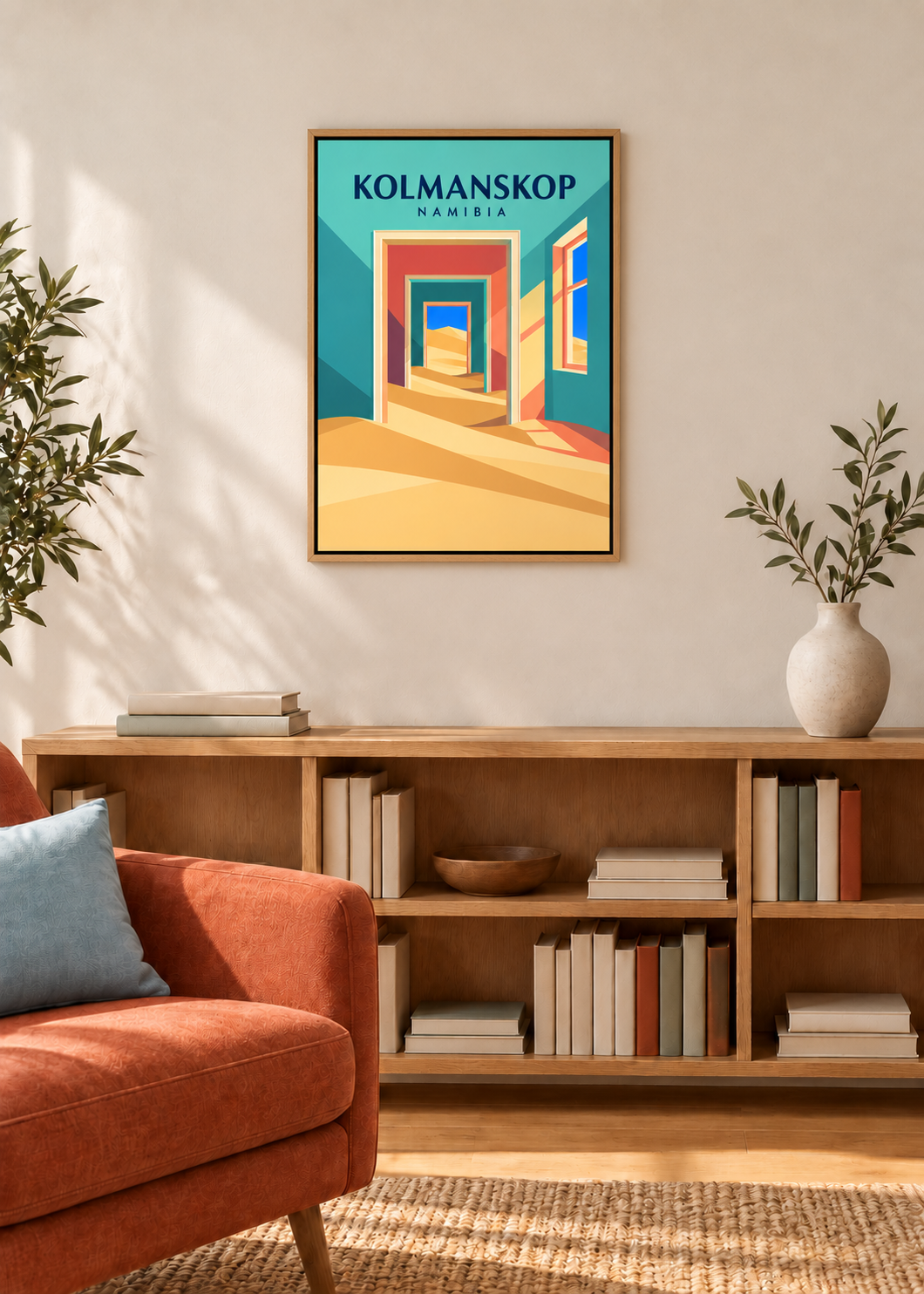 Kolmanskop – Leinwand mit Eichen-Schattenfugenrahmen