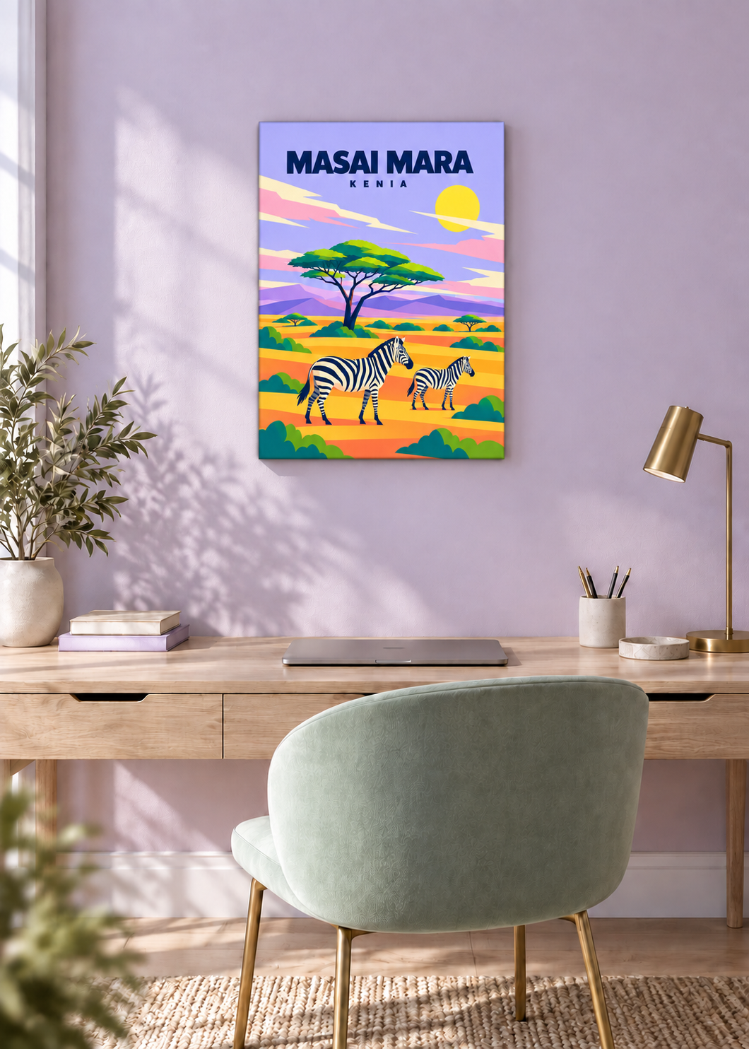 Masai Mara als rahmenlose Slim-Leinwand mit gewickelter Kante