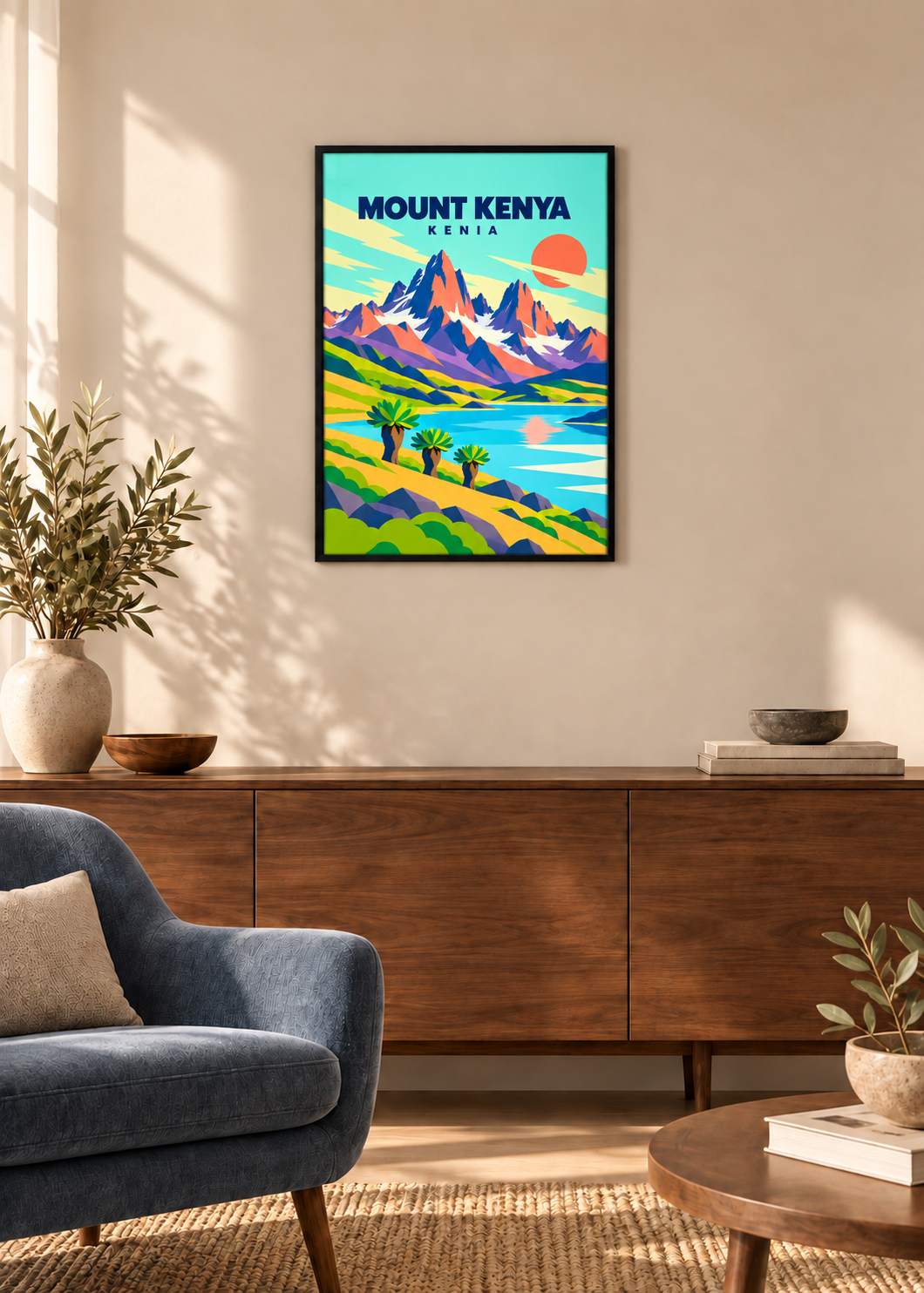 Mount Kenya im dünnen matten schwarzen Rahmen mit klarem Acryl