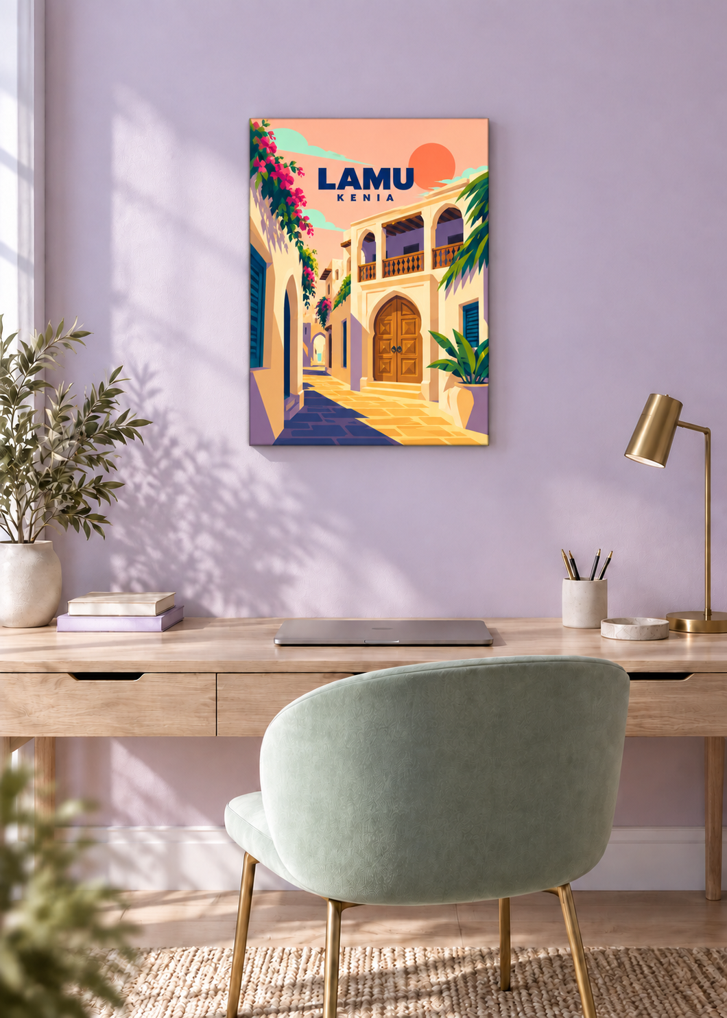 Lamu als rahmenlose Slim-Leinwand mit gewickelter Kante
