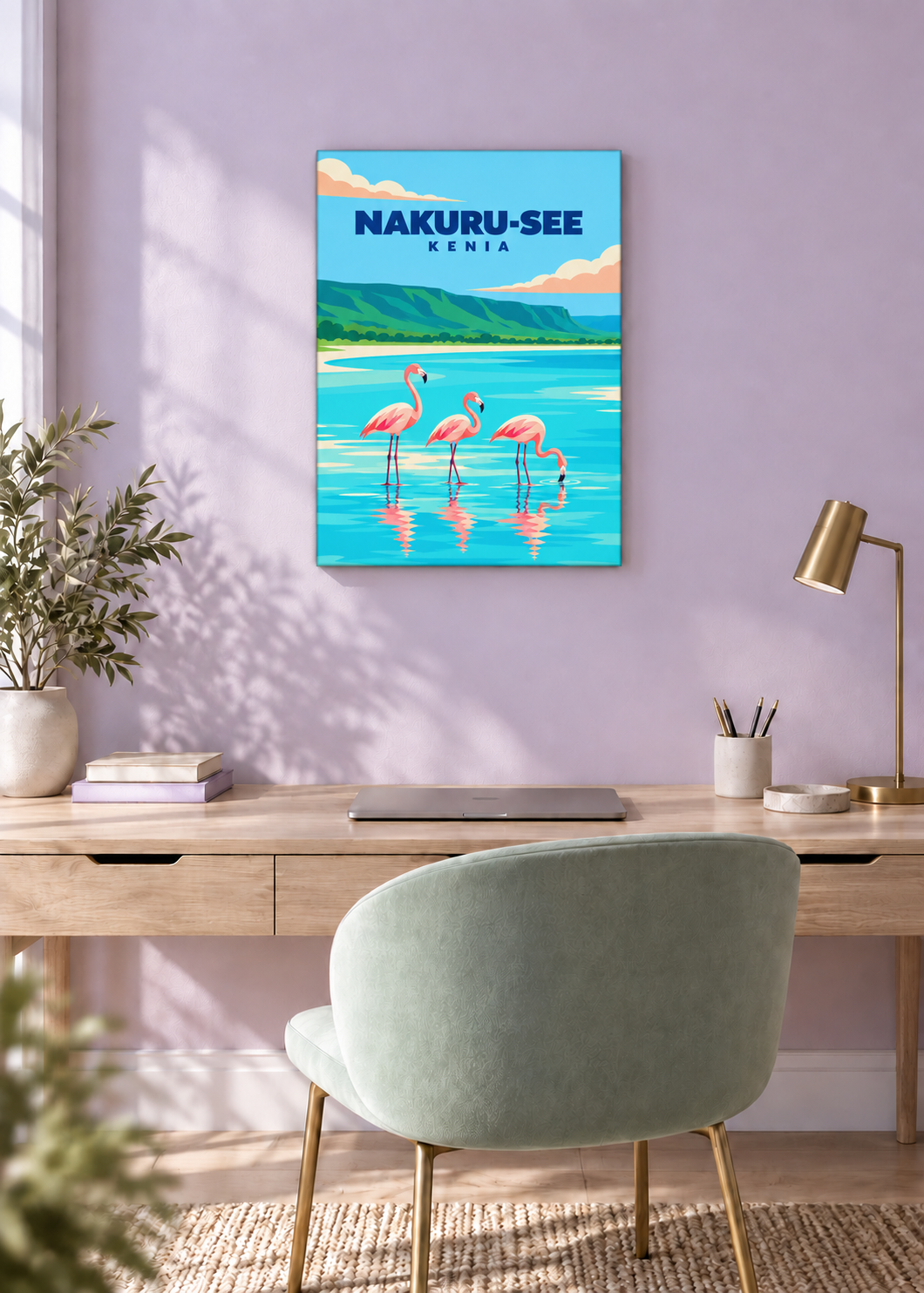 Nakuru-See auf rahmenloser Slim-Leinwand