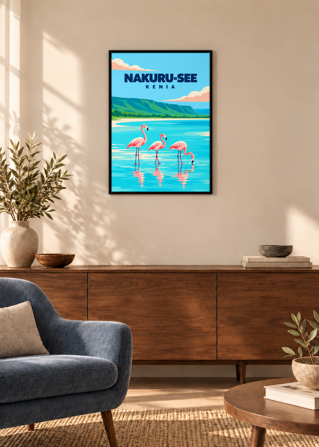 Nakuru-See im dünnen schwarzen Rahmen mit klarer Acrylverglasung