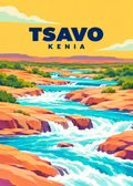 Tsavo – geometrische Illustration der Flussstromschnellen in Kenia