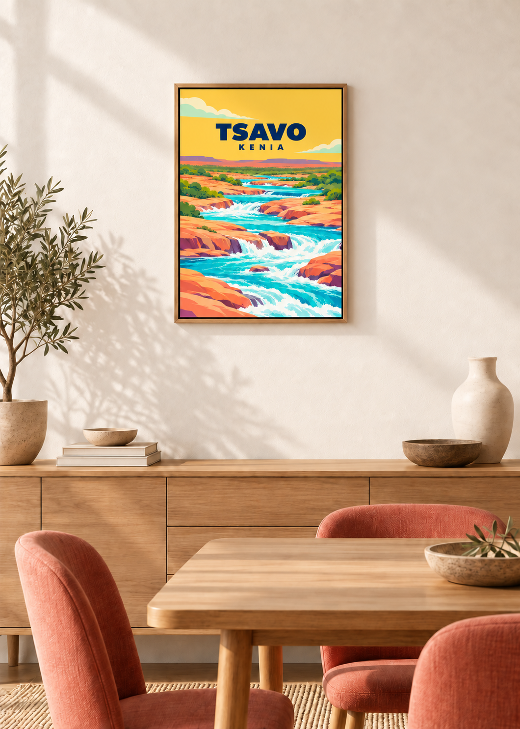 Tsavo auf Leinwand mit Eichen-Schattenfugenrahmen