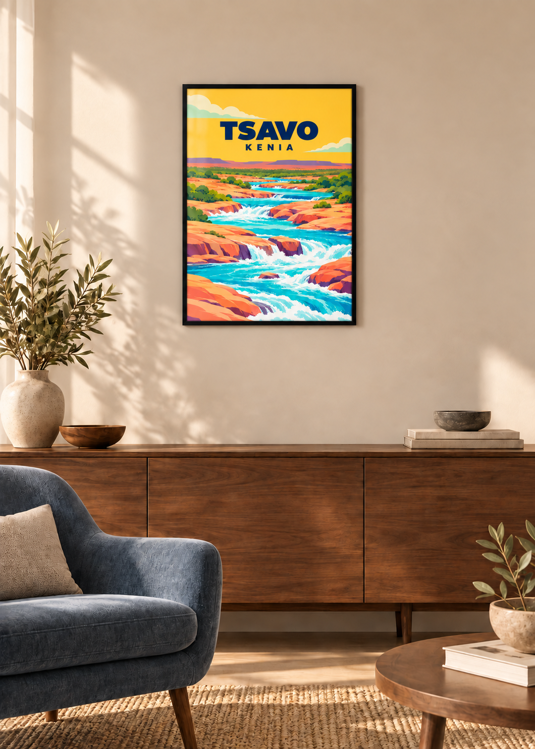Tsavo im dünnen schwarzen Rahmen mit klarem Acrylglas