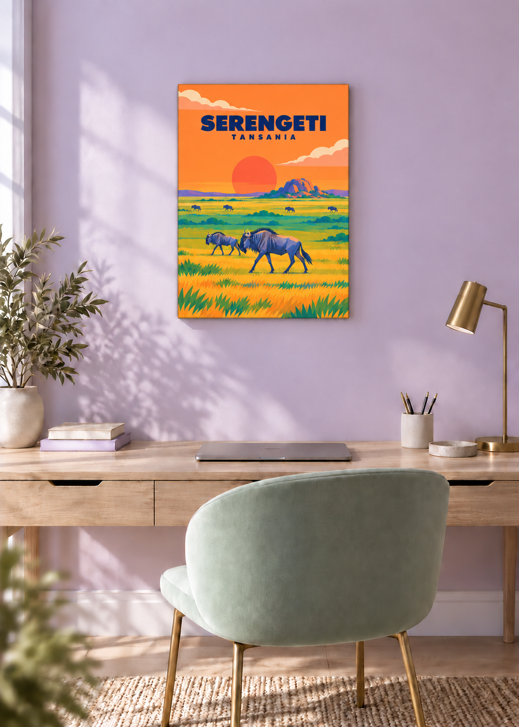 Serengeti auf rahmenloser Slim-Leinwand