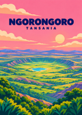 Ngorongoro – geometrische Illustration, Tansania