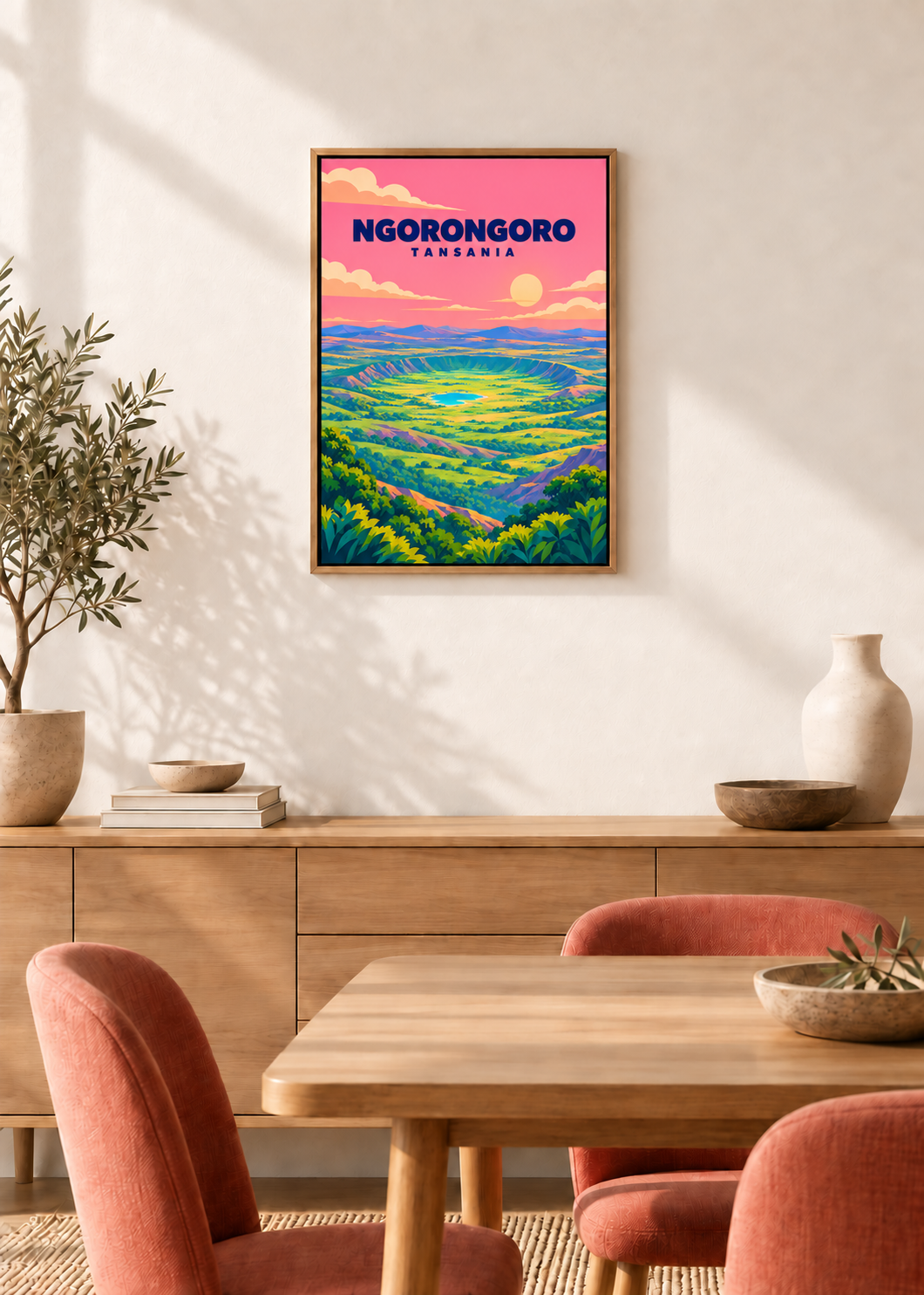 Ngorongoro – Leinwand im Eichen-Schattenfugenrahmen