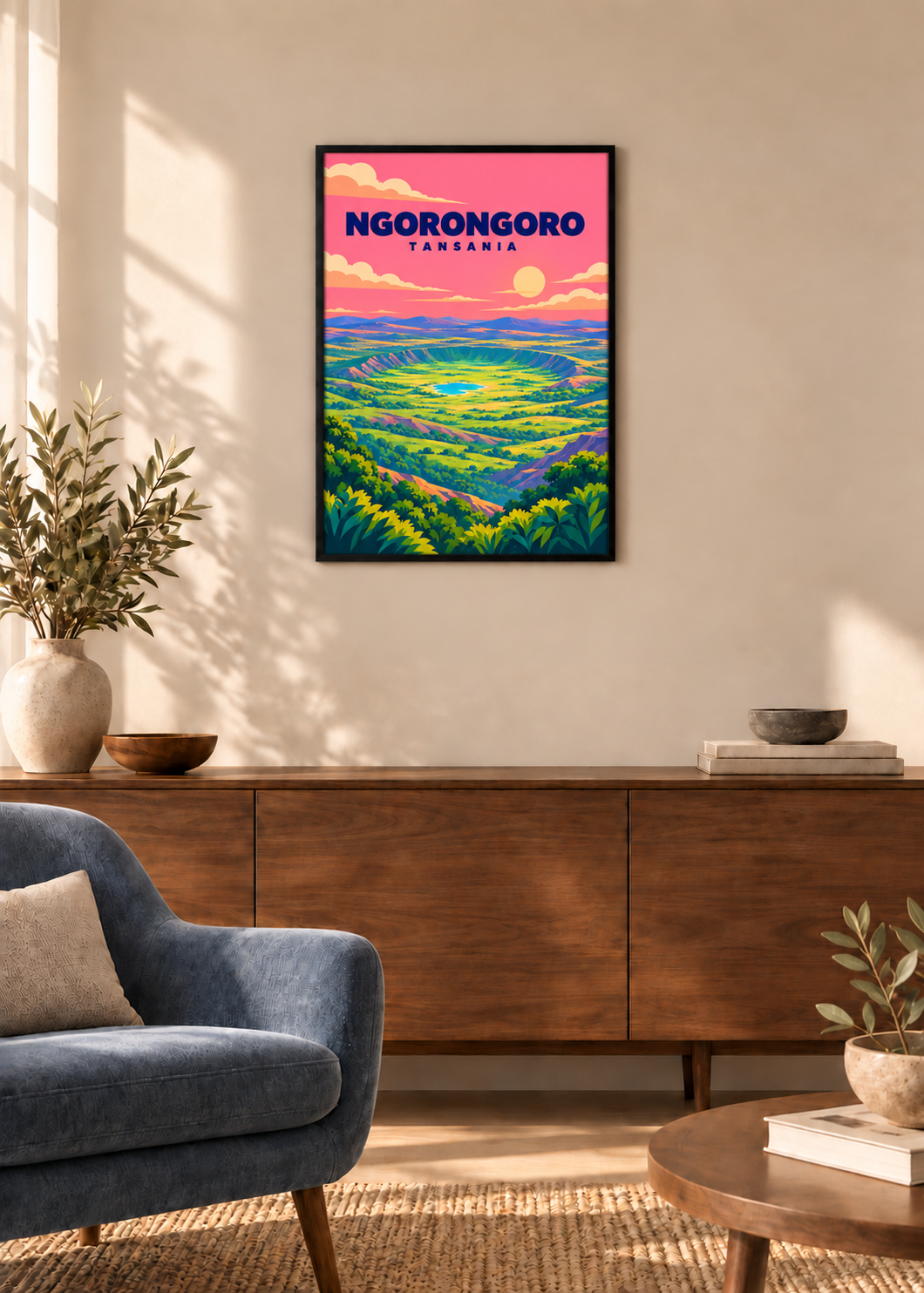 Ngorongoro – dünner schwarzer Rahmen mit Acrylglas